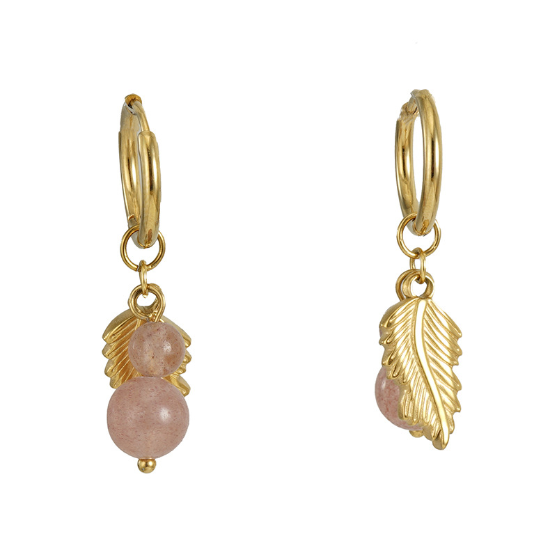 Orecchini pendenti in acciaio inossidabile color oro con foglie 