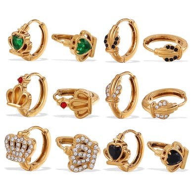 Pendientes de aro de acero inoxidable color dorado con forma de corazón h5 Imagen5