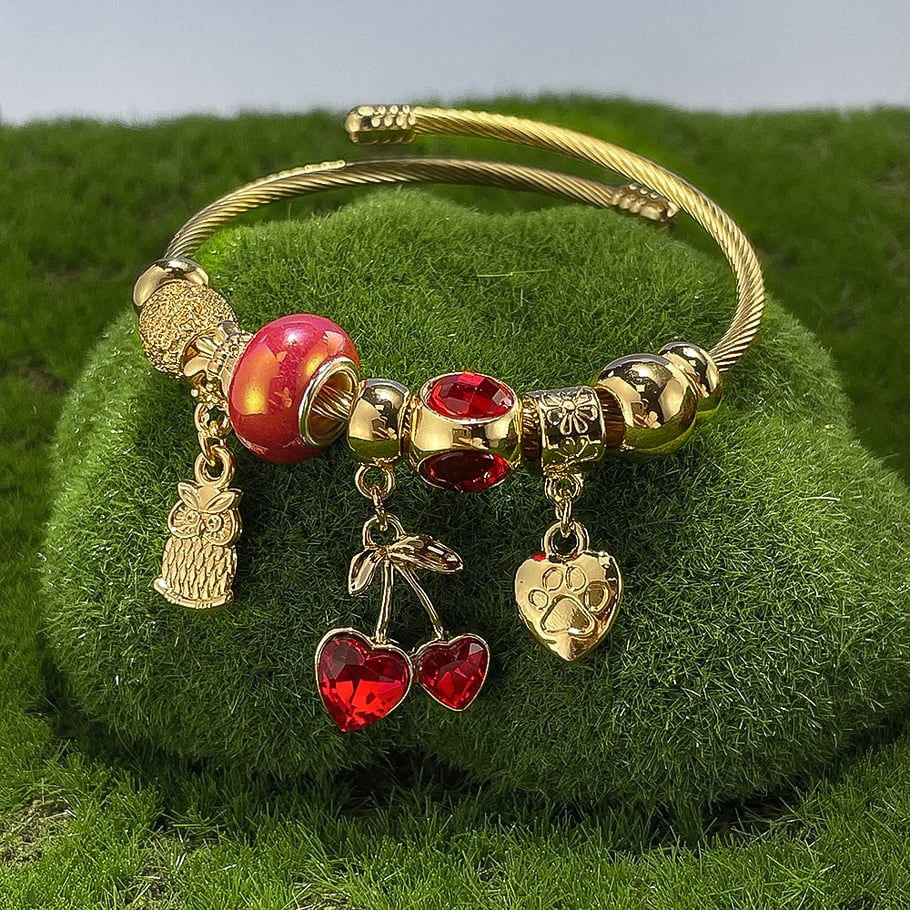 Süße Kirsche Gold Farbe Manschette Armbänder Bild4
