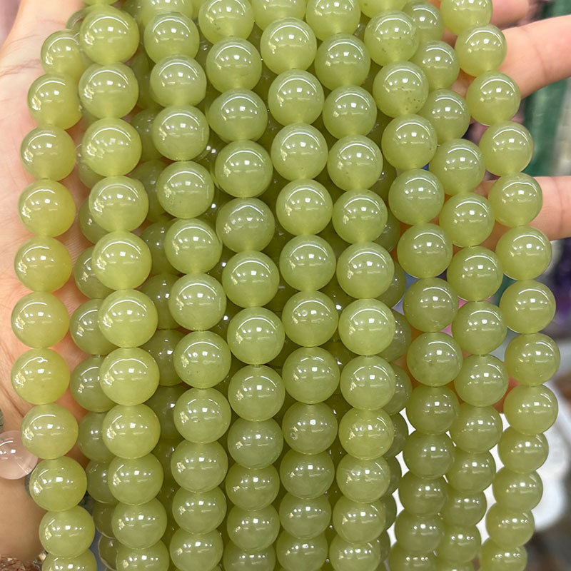 1 filo di perline di pietre naturali anulari verdi trasparenti 