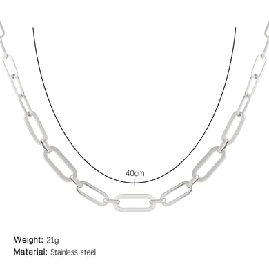 Classic Oblong Twist Stainless Steel Gold Color Women's Chain Necklaces h5 Picture2