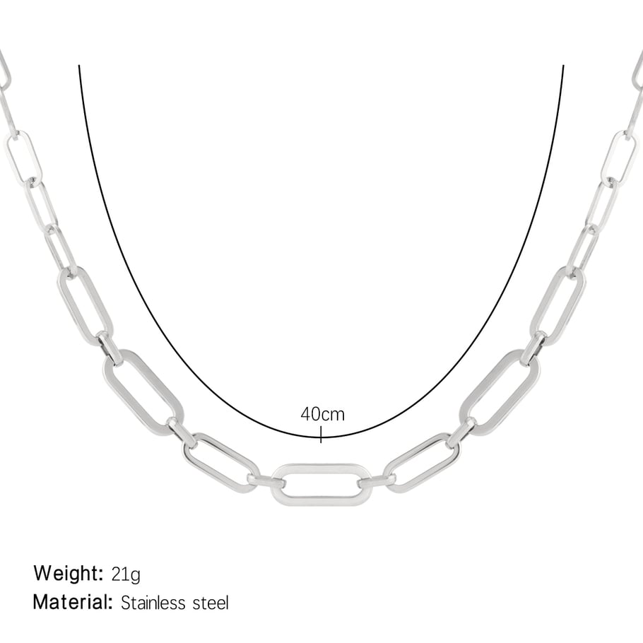 Classic Oblong Twist Stainless Steel Gold Color Women's Chain Necklaces Picture2