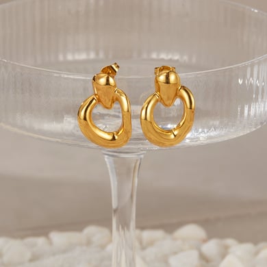 1 paio di orecchini a bottone da donna in acciaio inossidabile color oro, serie semplice, adatti a tutti i giorni h5 Immagine6