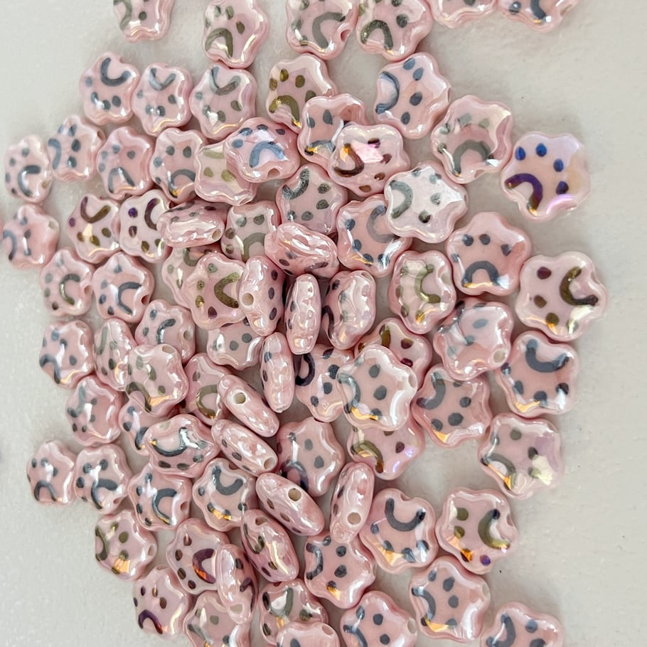 1 pièce de perle en céramique rose pour bijoux à faire soi-même 