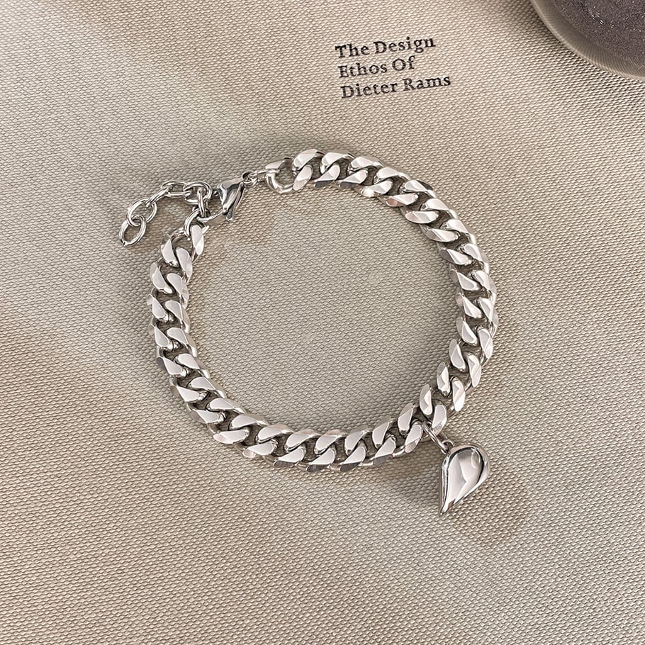 1 Stück Simple Series Tägliches Herz Edelstahl Paar Kettenarmbänder Bild7
