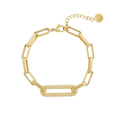 Rectangle Patchwork Stainless Steel Gold Color Women's Chain Bracelets h5 