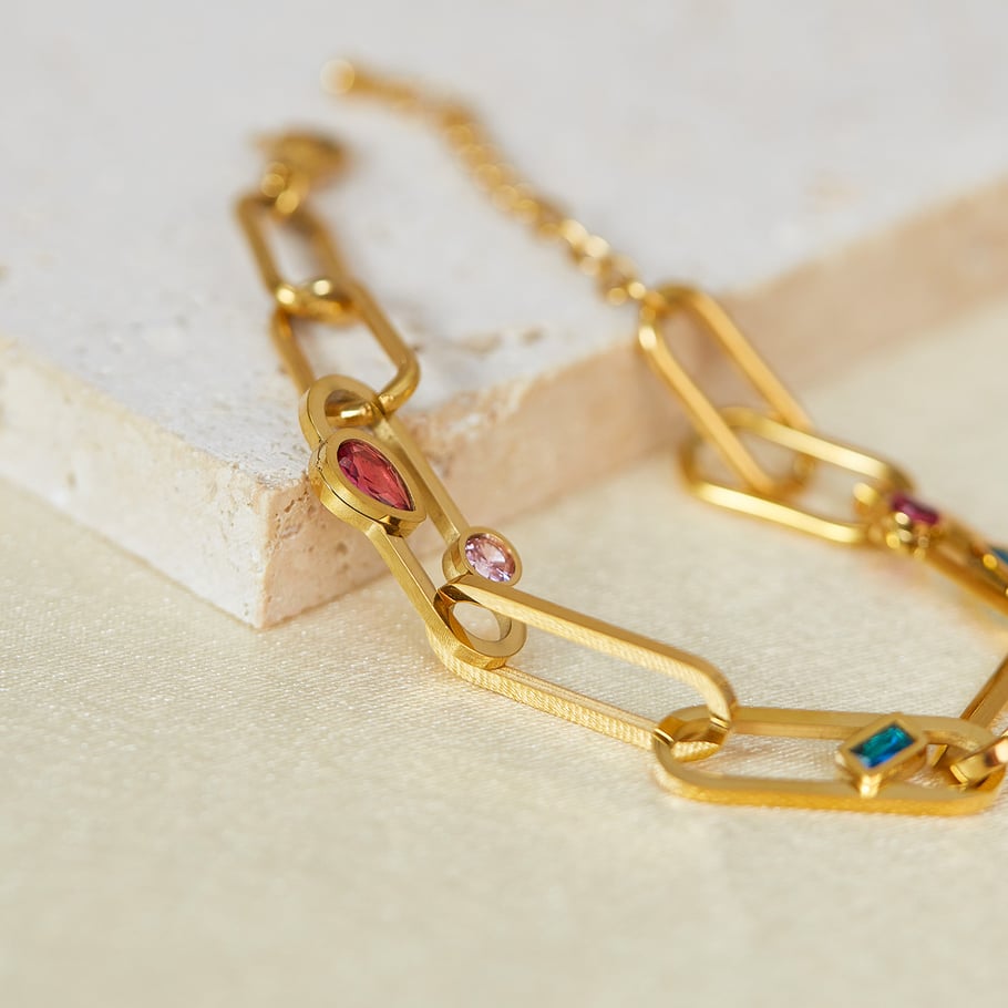 Simple Series Daily Edelstahl Goldfarbene Kettenarmbänder Bild3