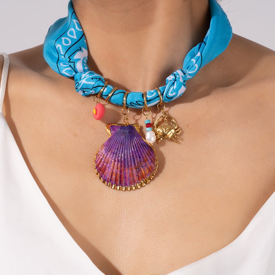 Elegant Kerchief Shell Stainless Steel Gold Color Women's Pendant Necklaces Picture4