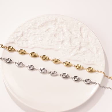 Braccialetti con ciondoli da donna in acciaio inossidabile color oro con conchiglia per le vacanze h5 Immagine6