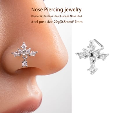1 pièce de piercing de nez design en cuivre doré et zircon pour femme h5 Image6