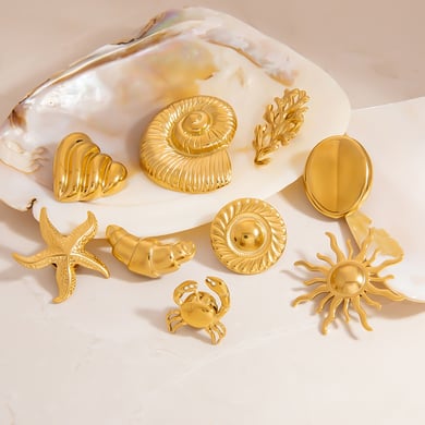 Ozeanische Broschen aus goldfarbenem Edelstahl h5 Bild4