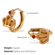 EH1055RDG Pendientes pequeños de oro con diamantes rojos Imagen4