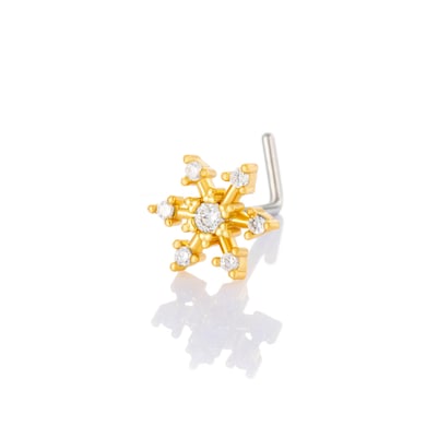 1 piercing de nez flocon de neige en cuivre doré et zircon pour femme h5 