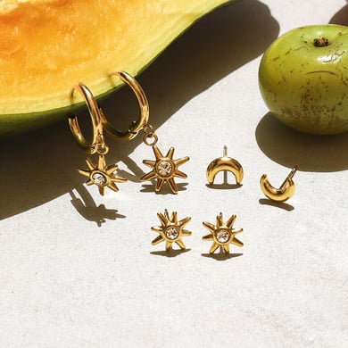 Ins Style Stainless Steel Gold Color Earring Sets h5 