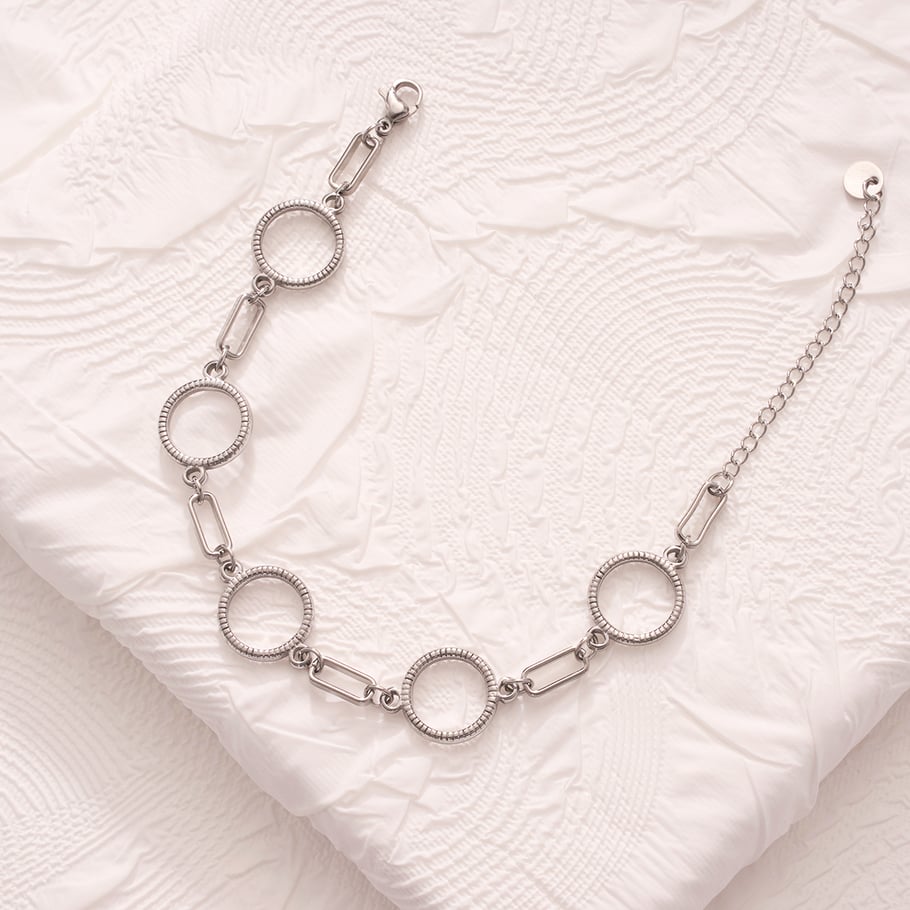 Annular Patchwork Geometric Stainless Steel Gold Color Women's Chain Bracelets Picture4