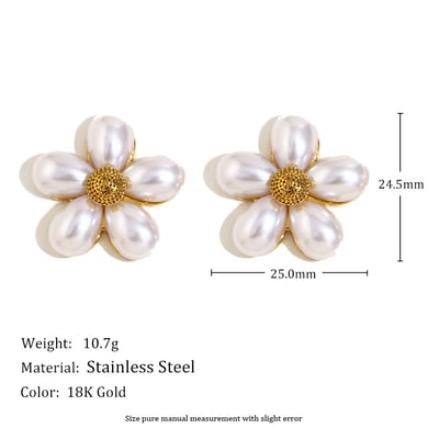 Elegant Simple Flower Shaped Stainless Steel Women's Stud Earrings h5 Picture2