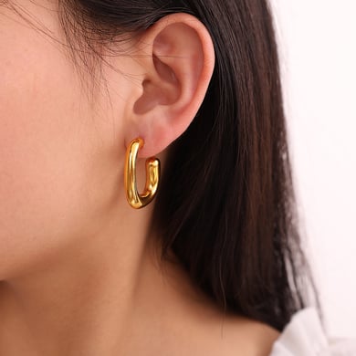 Simple Stainless Steel  Gold Color  Stud Earrings h5 Picture4