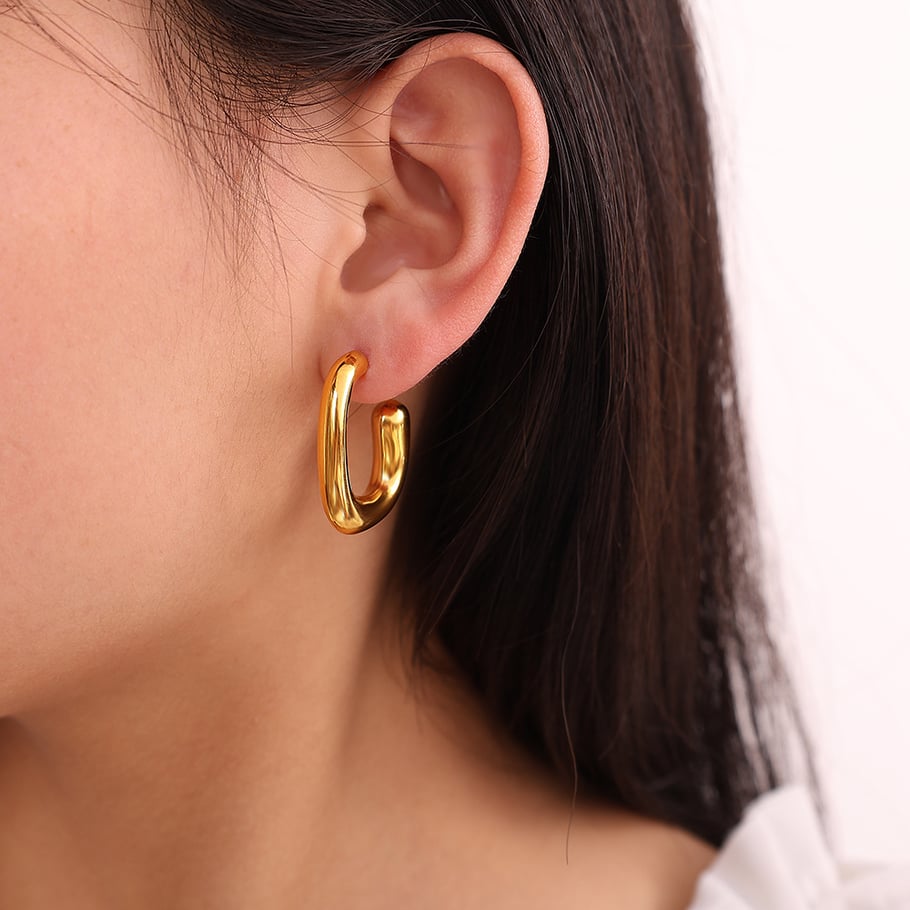 Simple Stainless Steel  Gold Color  Stud Earrings Picture4