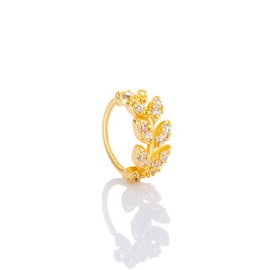 1 pièce de piercing de nez pour femme en forme de feuille, cuivre, couleur or et zircon h5 