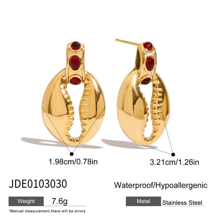Ohrstecker aus Edelstahl mit Muscheln in Goldfarbe Bild2