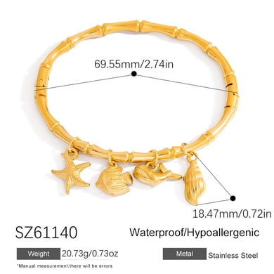1 Piece Stylish Marine Organism Stainless Steel Gold Color Women's Charm Bracelets h5 Picture2