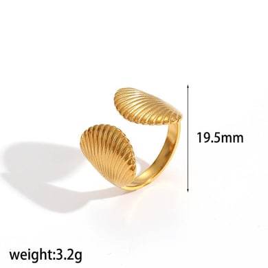 Anillos llamativos de acero inoxidable color dorado oceánico h5 