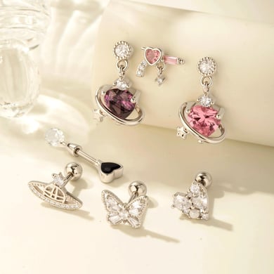 1 Pair Simple Series Simple Heart Copper   Gold Color  Zircon Women's Piercings Earrings h5 Picture7