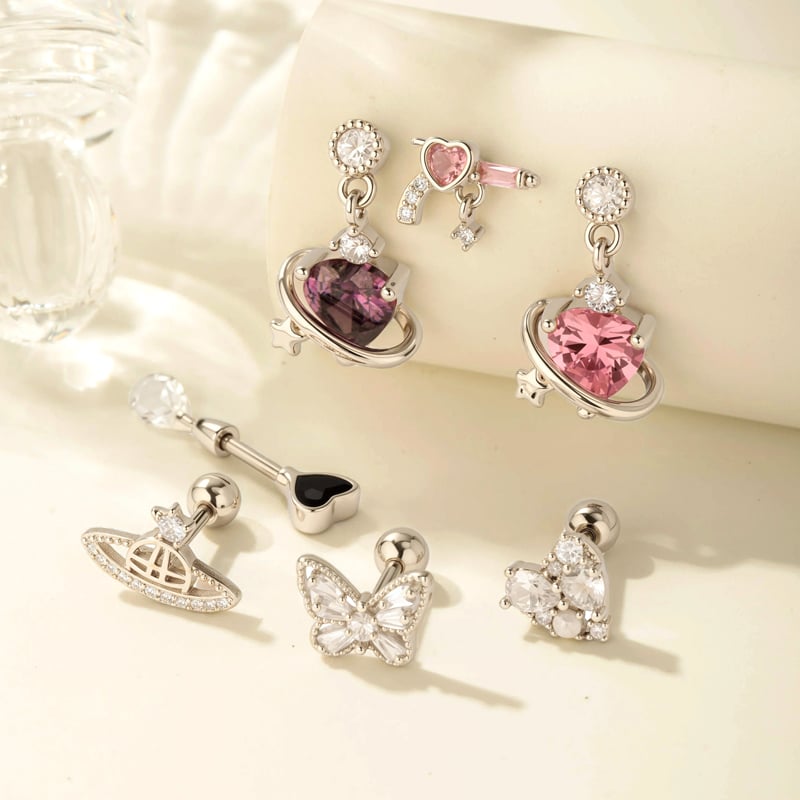 1 Pair Simple Series Simple Heart Copper   Gold Color  Zircon Women's Piercings Earrings Picture7