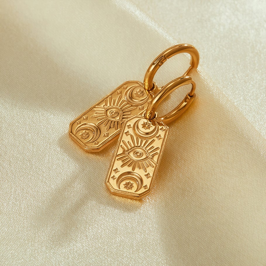 1 Paar einfache Serie täglich geometrische Edelstahl Gold Farbe Damen Tropfen Ohrringe Bild6