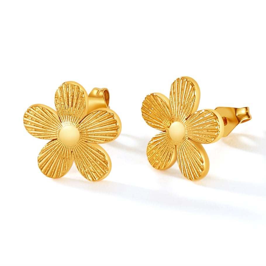 1 Paar Simple Series Daily Flower Edelstahl Goldfarben Damen Ohrstecker 