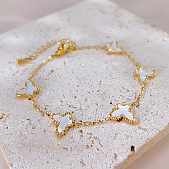 Braccialetti con ciondoli a farfalla in acciaio inossidabile color oro
