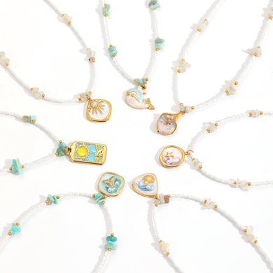 Collares colgantes de acero inoxidable color dorado estilo Ins h5 Imagen3