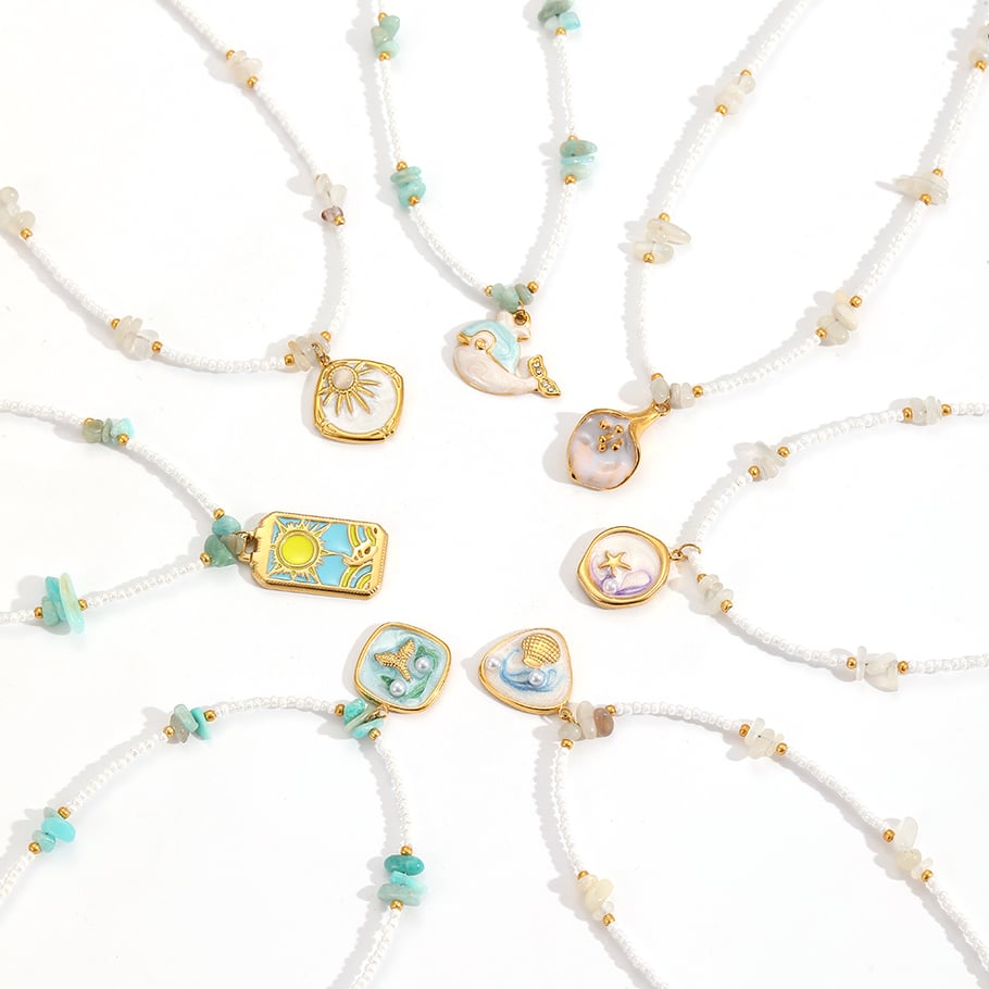 Collares colgantes de acero inoxidable color dorado estilo Ins Imagen3