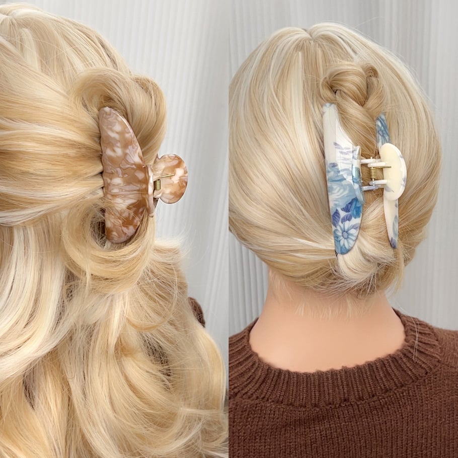 Pinces à cheveux simples et élégantes en résine pour femmes, motif Swoosh Image2