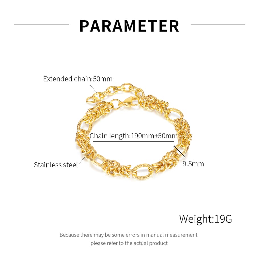 Bracelet chaîne géométrique en acier inoxydable doré pour femme, série simple, 1 pièce Image2