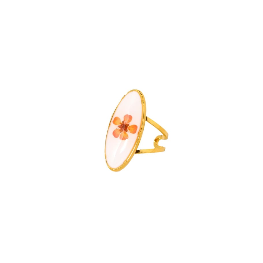 1 Paar Statement-Ringe aus Edelstahl der Romantischen Serie mit eleganten Blumen in Goldfarbe Bild5