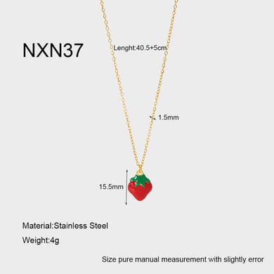 Romantic Series Sweet Strawberry Stainless Steel Women's Pendant Necklaces h5 