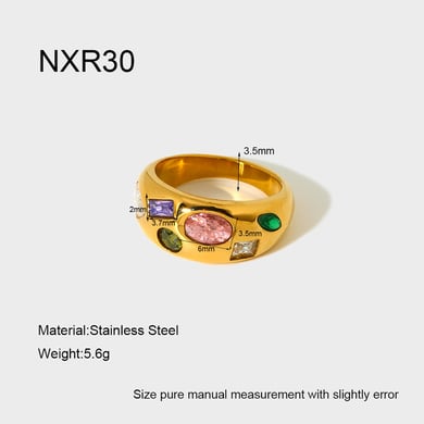 Luxuriöse Retro-Statement-Ringe aus Edelstahl im geometrischen Stil h5 