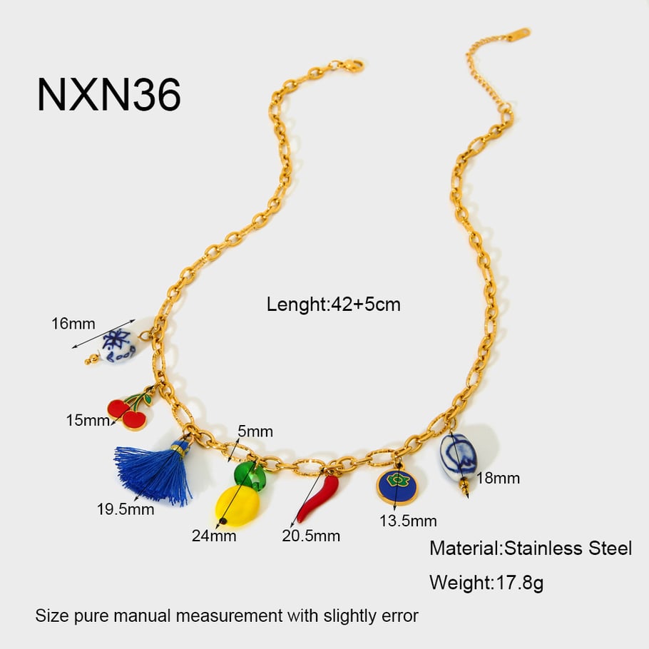 Sweet Fruit Series DIY Stainless Steel Pendant Necklaces 
