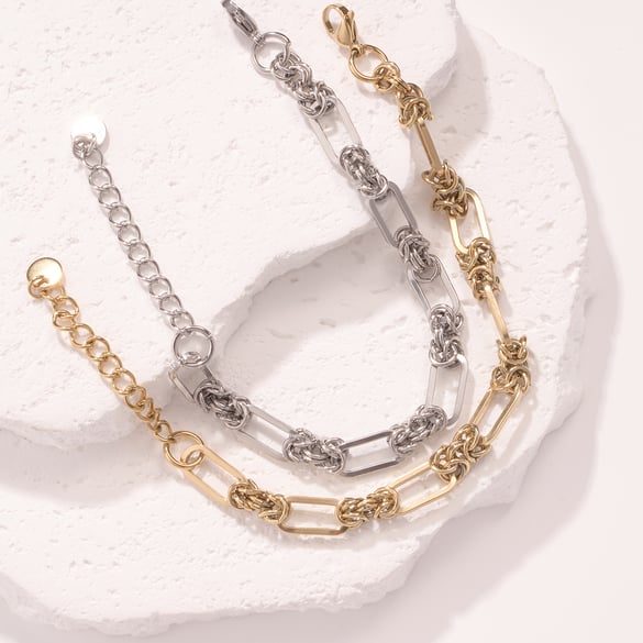 Braccialetti con ciondoli minimalisti da donna in acciaio inossidabile color oro 2