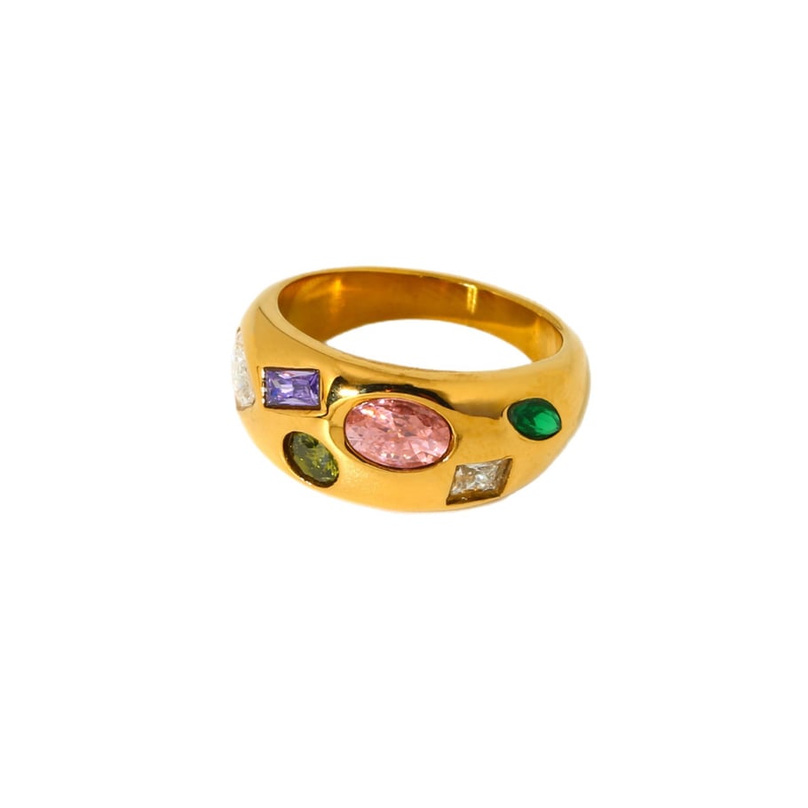Luxuriöse Retro-Statement-Ringe aus Edelstahl im geometrischen Stil Bild5