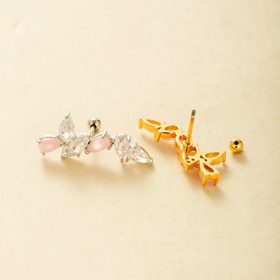 Blume Kupfer Gold Farbe Zirkon Piercings Ohrringe Bild3