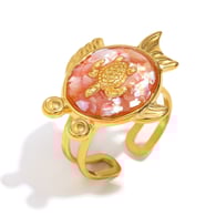 Anillo abierto de caparazón roto de aceite de tortuga - Dorado y rojo Imagen4