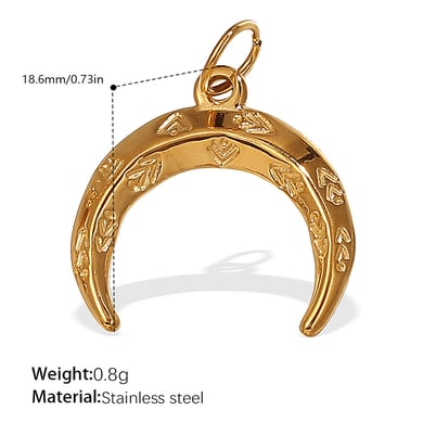 Retro Sun&Moon Stainless Steel Gold Color Pendants h5 