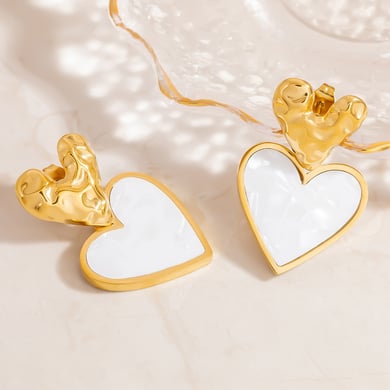 Gorgeous Heart Shape Stainless Steel Gold Color Women's Drop Earrings h5 Picture4