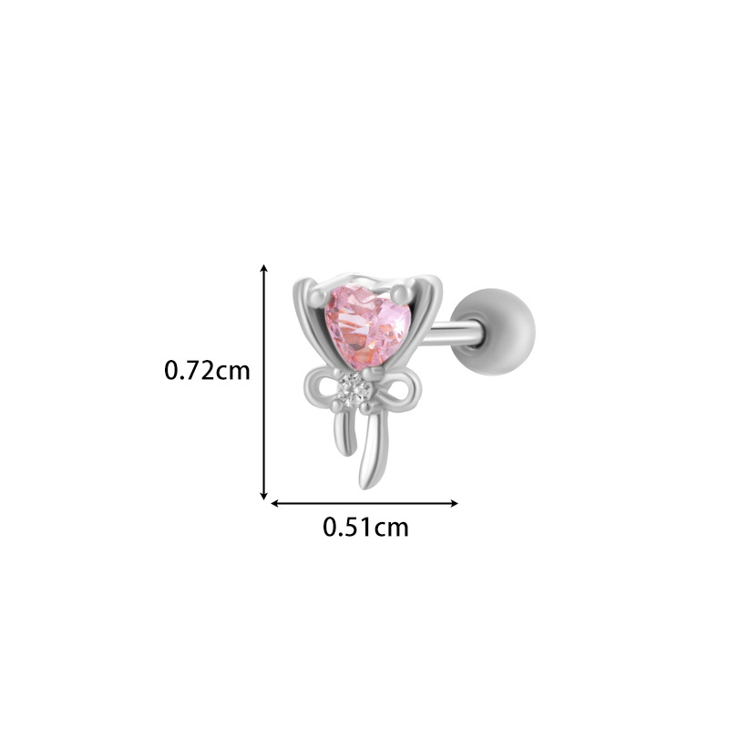 1 Pair Simple Series Simple Heart Copper   Gold Color  Zircon Women's Piercings Earrings Picture2
