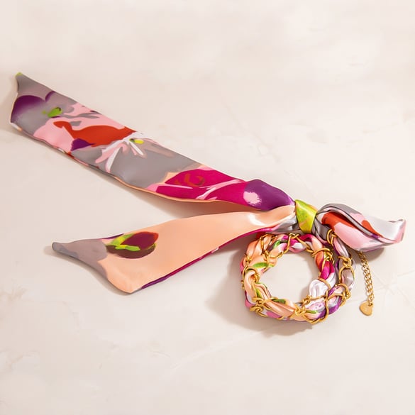 1 Piece Flower Silk Scarf Bracelet 2