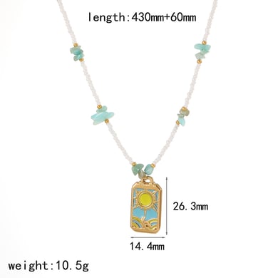 Collares colgantes de acero inoxidable color dorado estilo Ins h5 