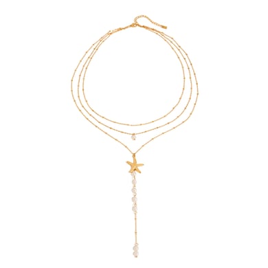Ins Style Starfish Stainless Steel Gold Color Layered Necklace h5 