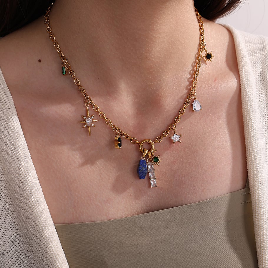 Stainless Steel Gold Color Zircon Pendants Picture4